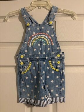 Vintage super cute rare girls size 6 denim overalls with rainbow